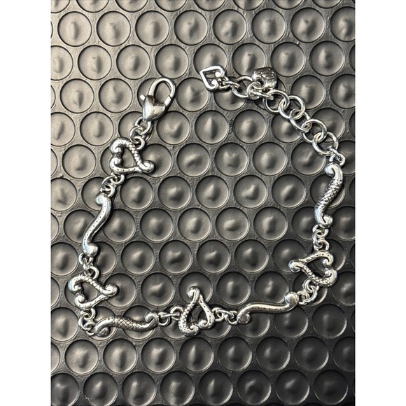 Vtg Brighton Tuscan Heart Link Bracelet Open Etched Hearts Scrolls 7.5" - Picture 1 of 7